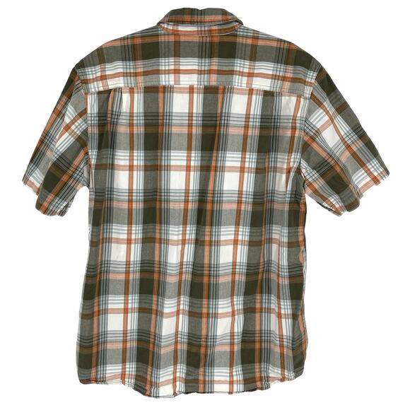 Carhartt Relaxed Fit Plaid Button Down Collared Shirt Men's Large Green Orange - Picture 2 of 7
